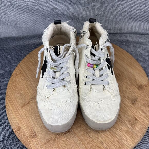 SHU SHOP Paulina Shoes Youth Size 4 White Black Star High Top Zip Distressed - Picture 3 of 11